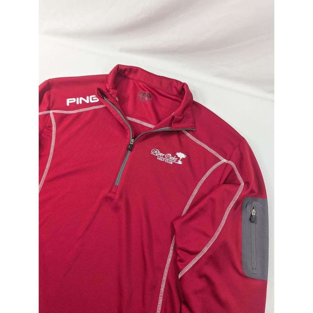 PING River Oaks Course 1/4 Zip Pullover Mens Medium Red Long Sleeve Golf Layer